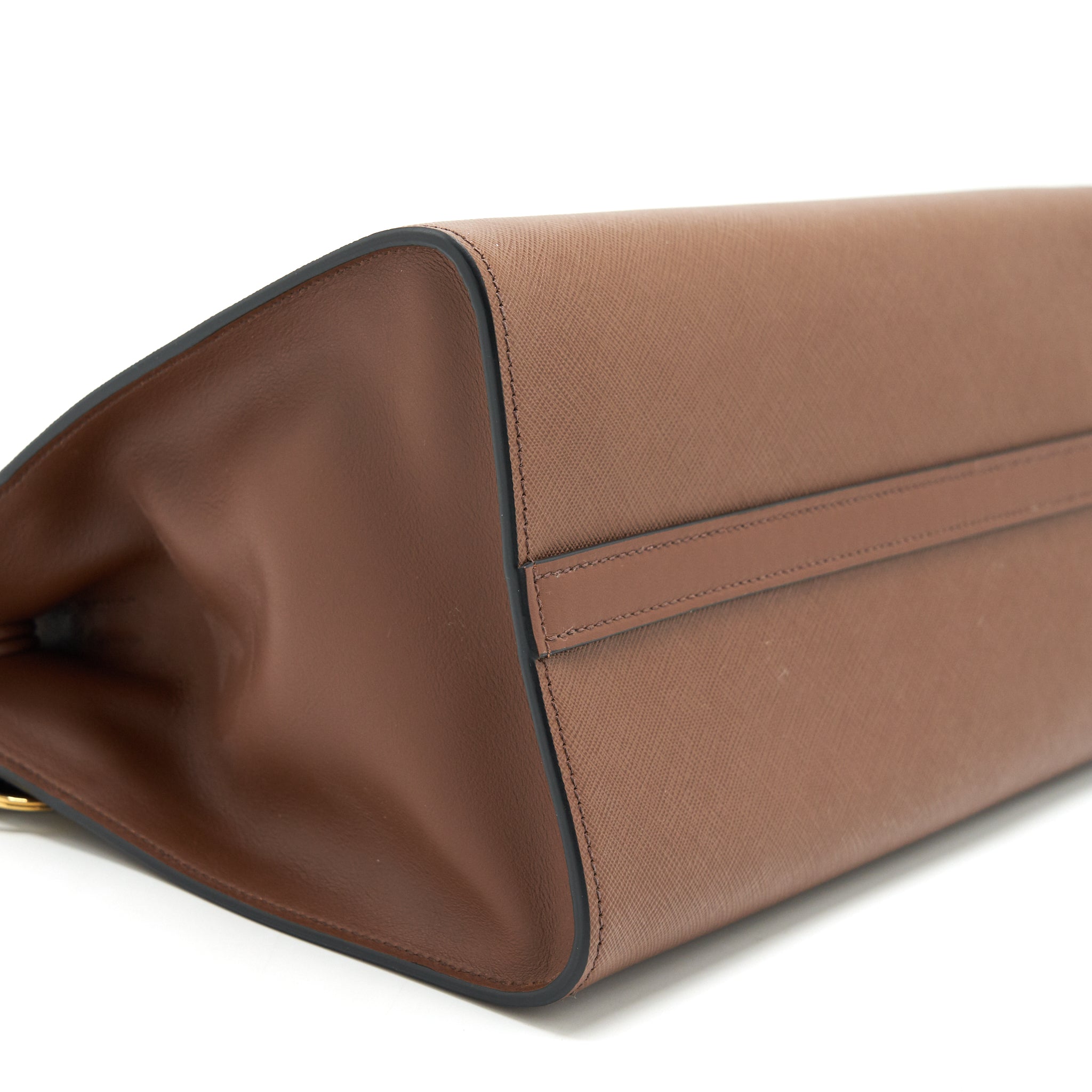 PRADA SAFFIANO BORDA BAG BROWN GHW