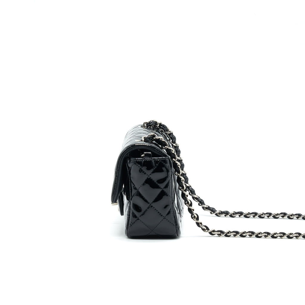 CHANEL MINI RECTANGULAR FLAP BAG PATENT LEATHER BLACK SHW