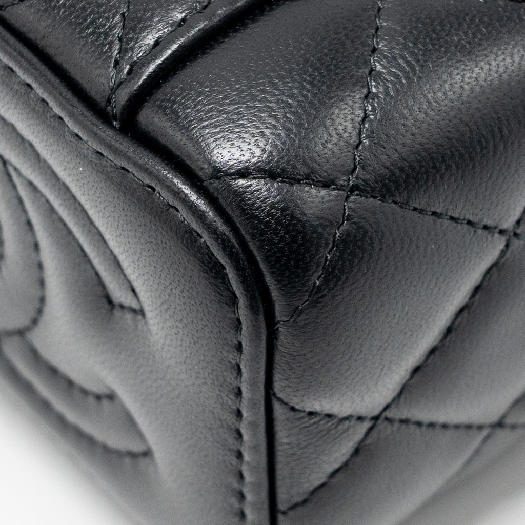 CHANEL PEARL CRUSH MINI VANITY WITH CHAIN LAMBSKIN BLACK GHW (MICROCHIP)