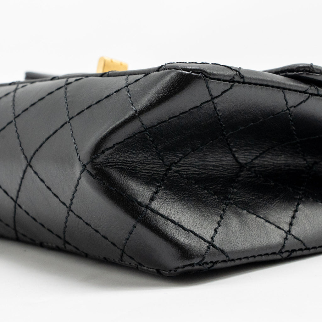 CHANEL MINI 2.55 REISSUE AGED CALFSKIN BLACK GHW (MICROCHIP)