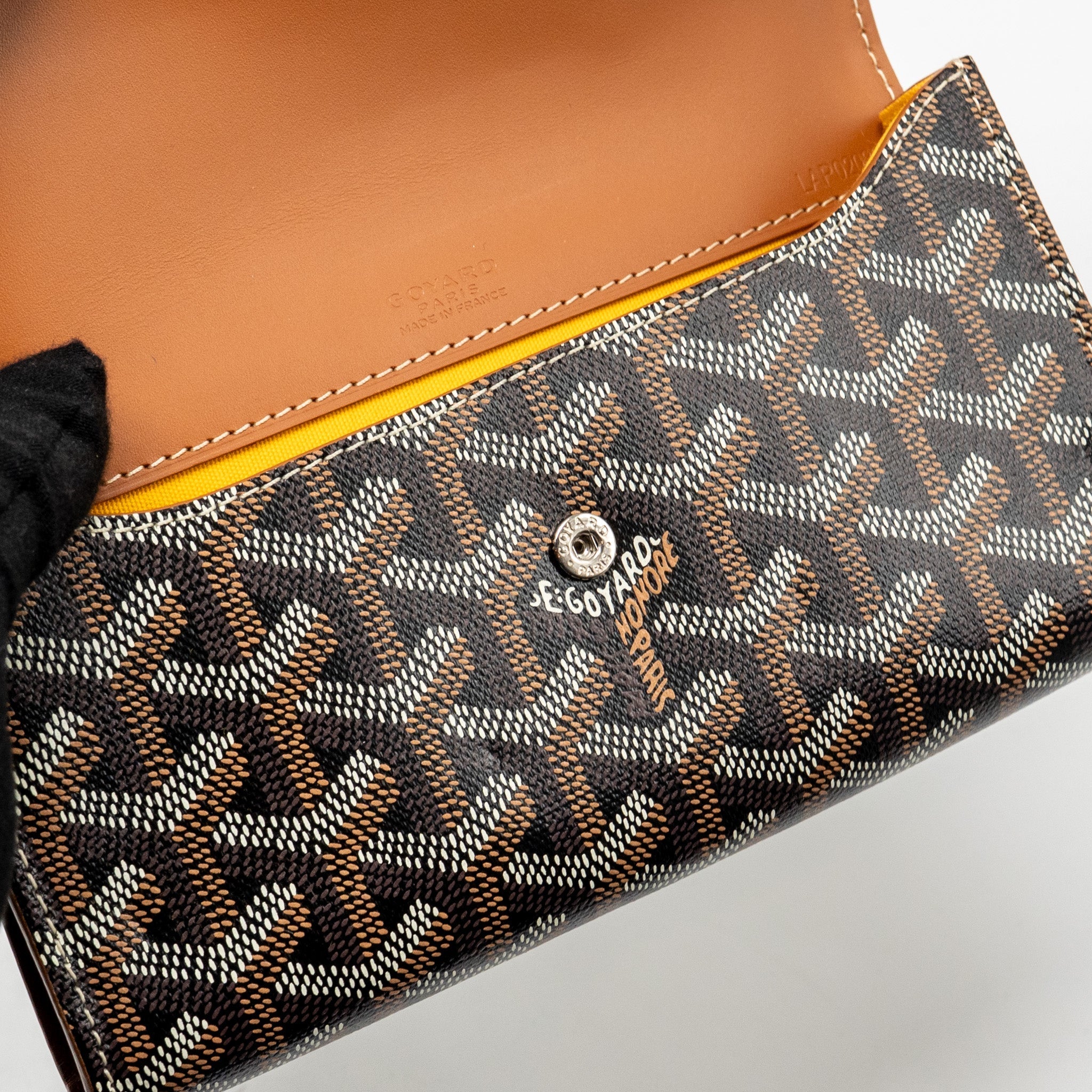 GOYARD MONTE CARLO MINI CASE WITH STRAP GOYARDINE CANVAS/LEATHER BLACK/BROWN SHW
