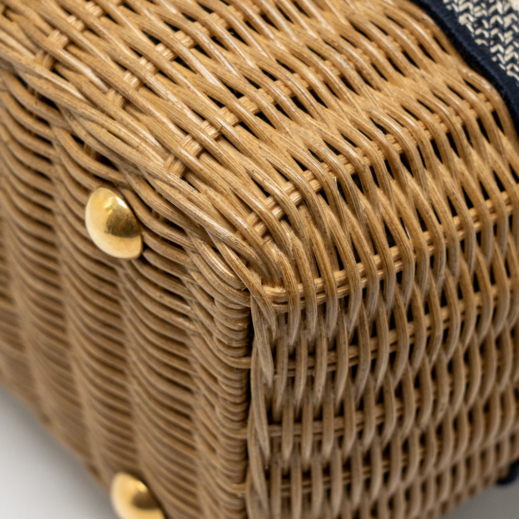 DIOR WICKER BASKET SHOULDER BAG BLUE DIOR OBLIQUE JACQUARD GHW