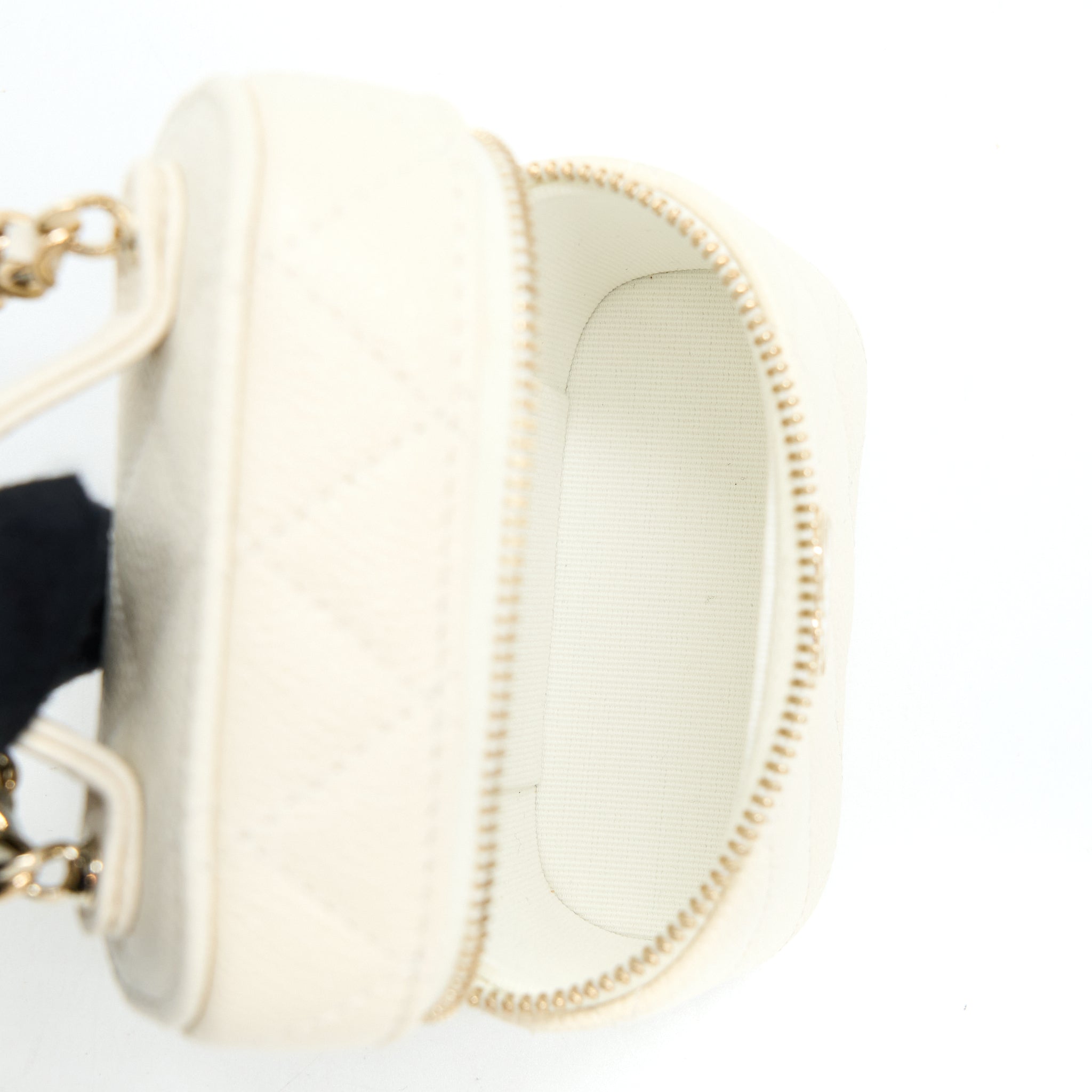CHANEL MINI TOP HANDLE VANITY CASE CAVIAR WHITE LGHW