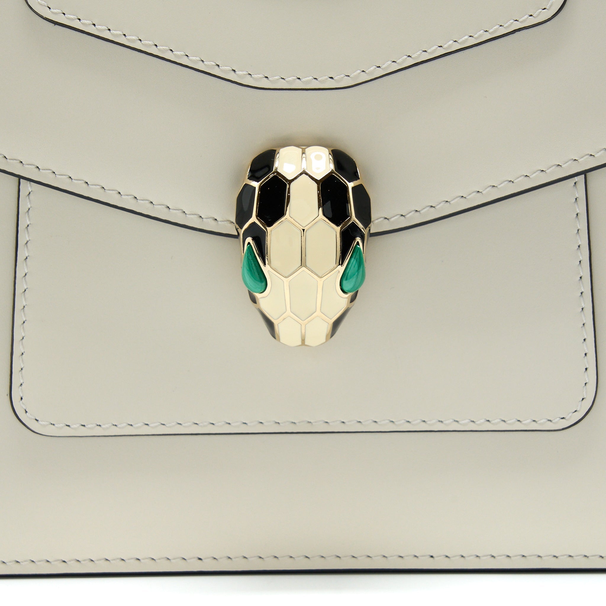 BVLGARI TOP HANDLE SERPENTI BAG WHITE
