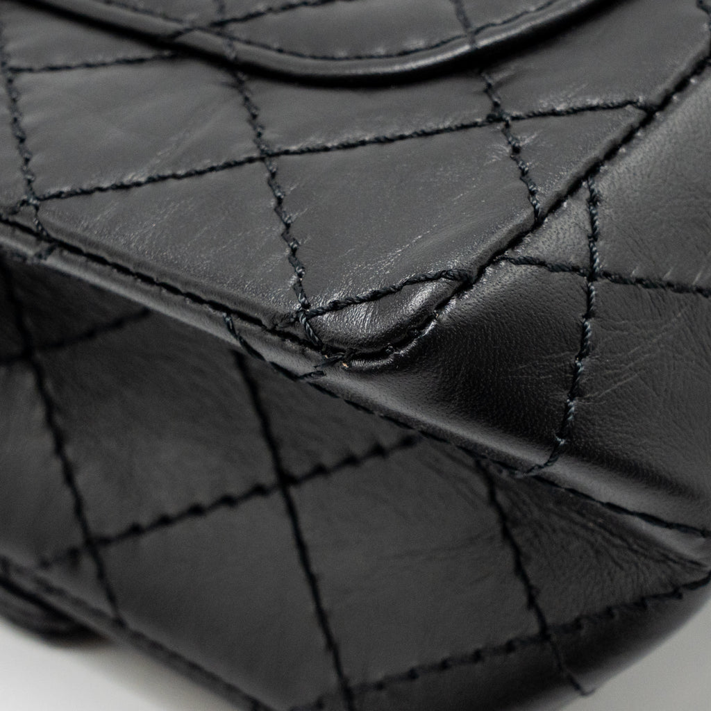 CHANEL MINI 2.55 REISSUE AGED CALFSKIN BLACK GHW (MICROCHIP)