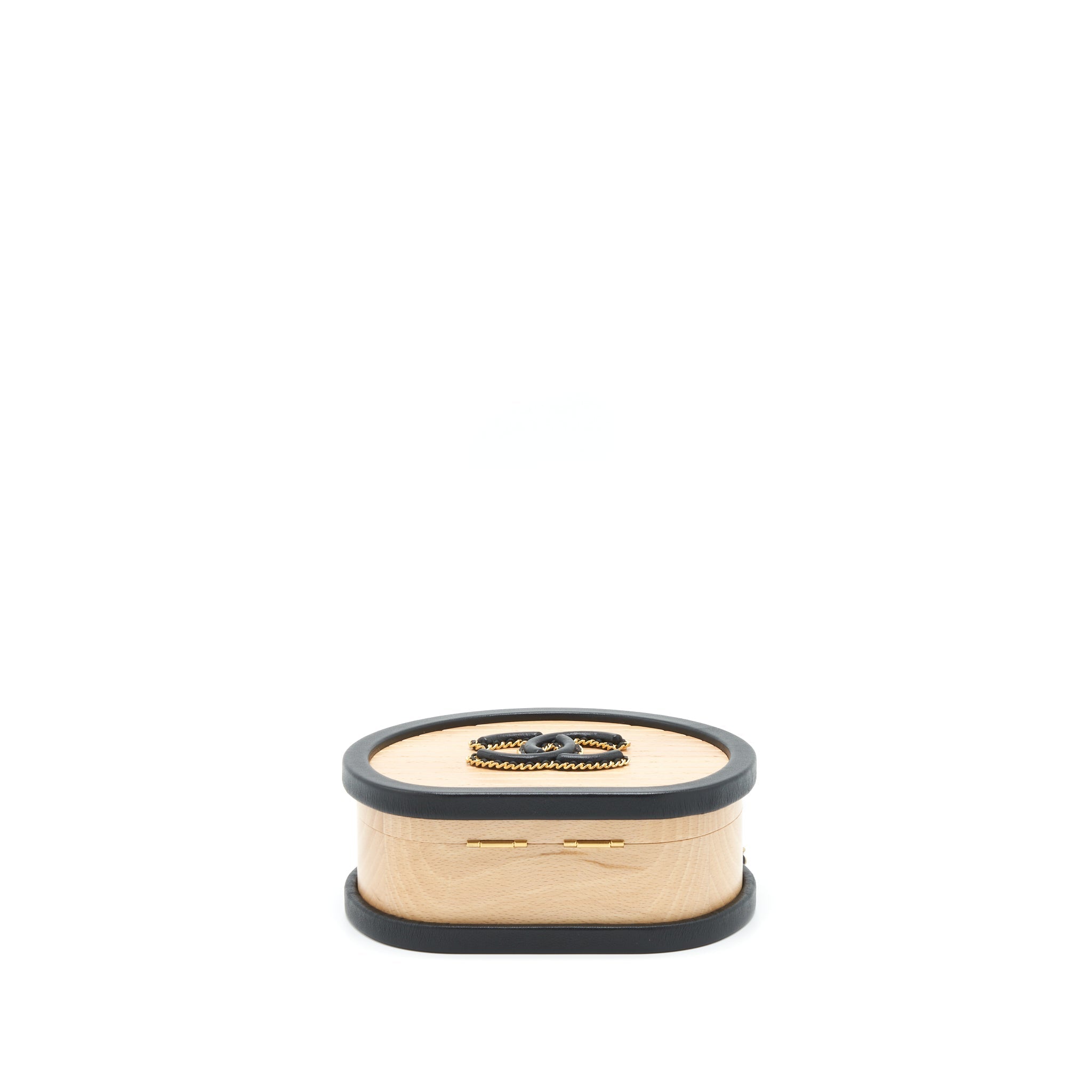 CHANEL 22C SMALL VANITY CASE BEECH WOOD, CALFSKIN BEIGE / BLACK WITH GHW