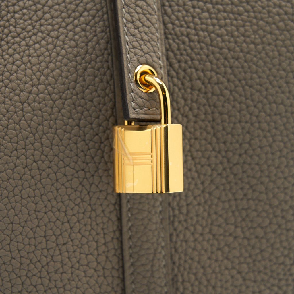 HERMES PICOTIN 18 LOCK BAG TAURILLON MAURICE M8 GRIS ASPHALTE GHW