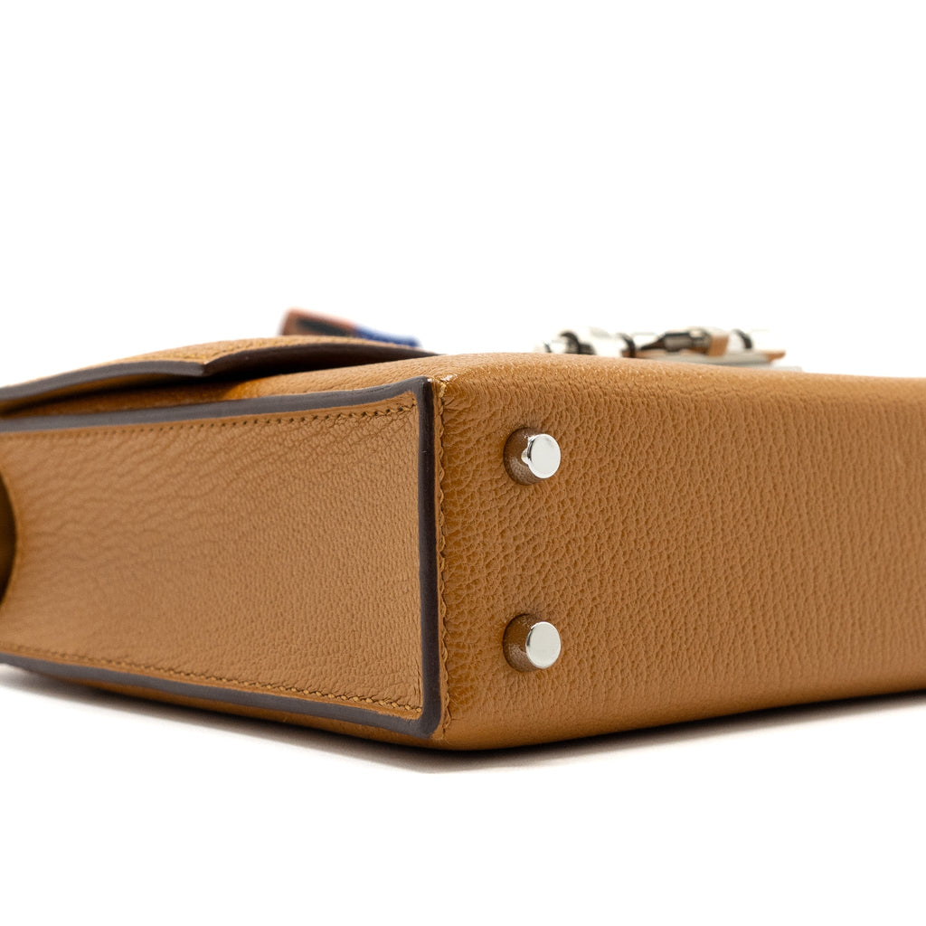 HERMES MINI STRAP VERROU BAG CHEVRE MYSORE CARAMEL/MULTICOLOUR SHW