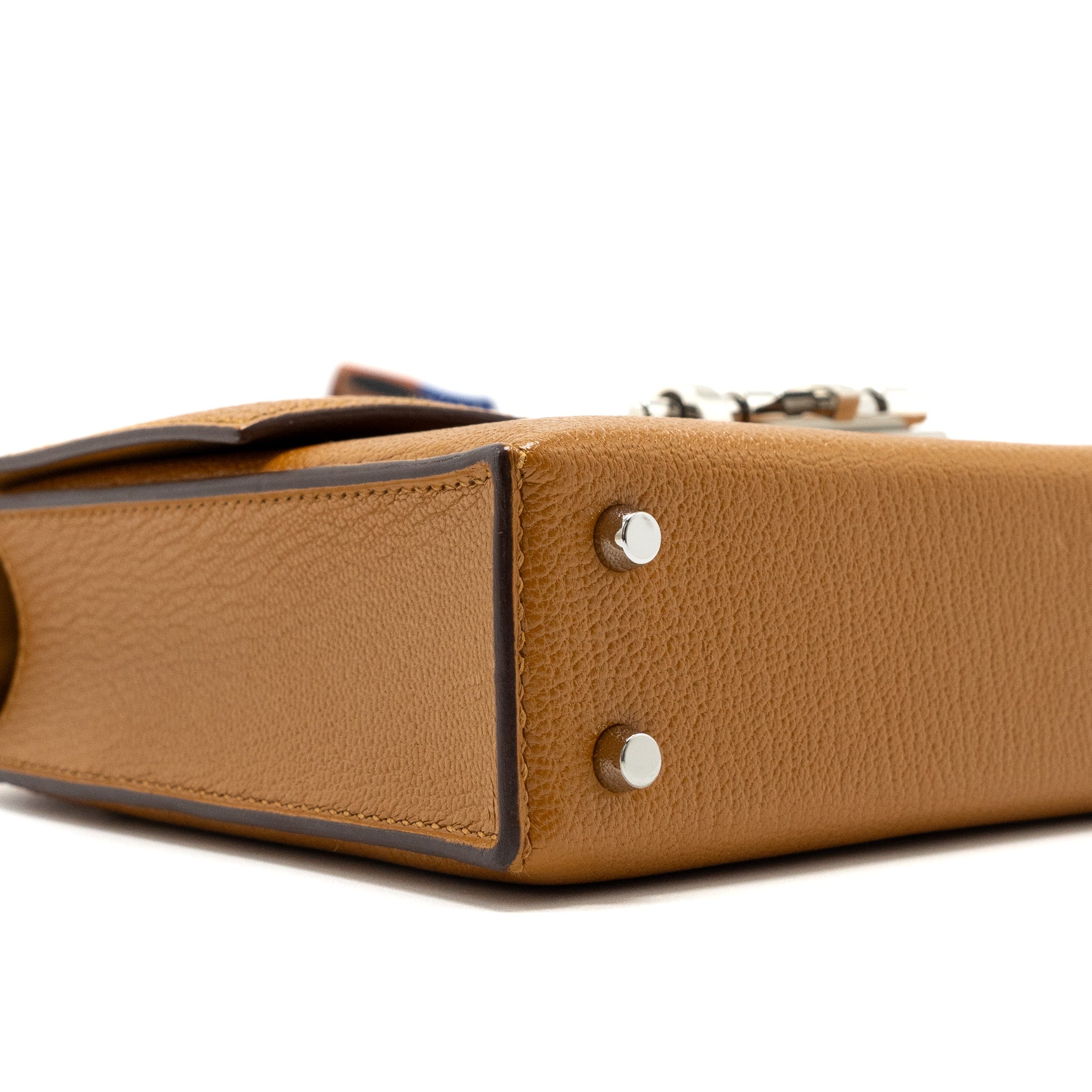 HERMES MINI STRAP VERROU BAG CHEVRE MYSORE CARAMEL/MULTICOLOUR SHW