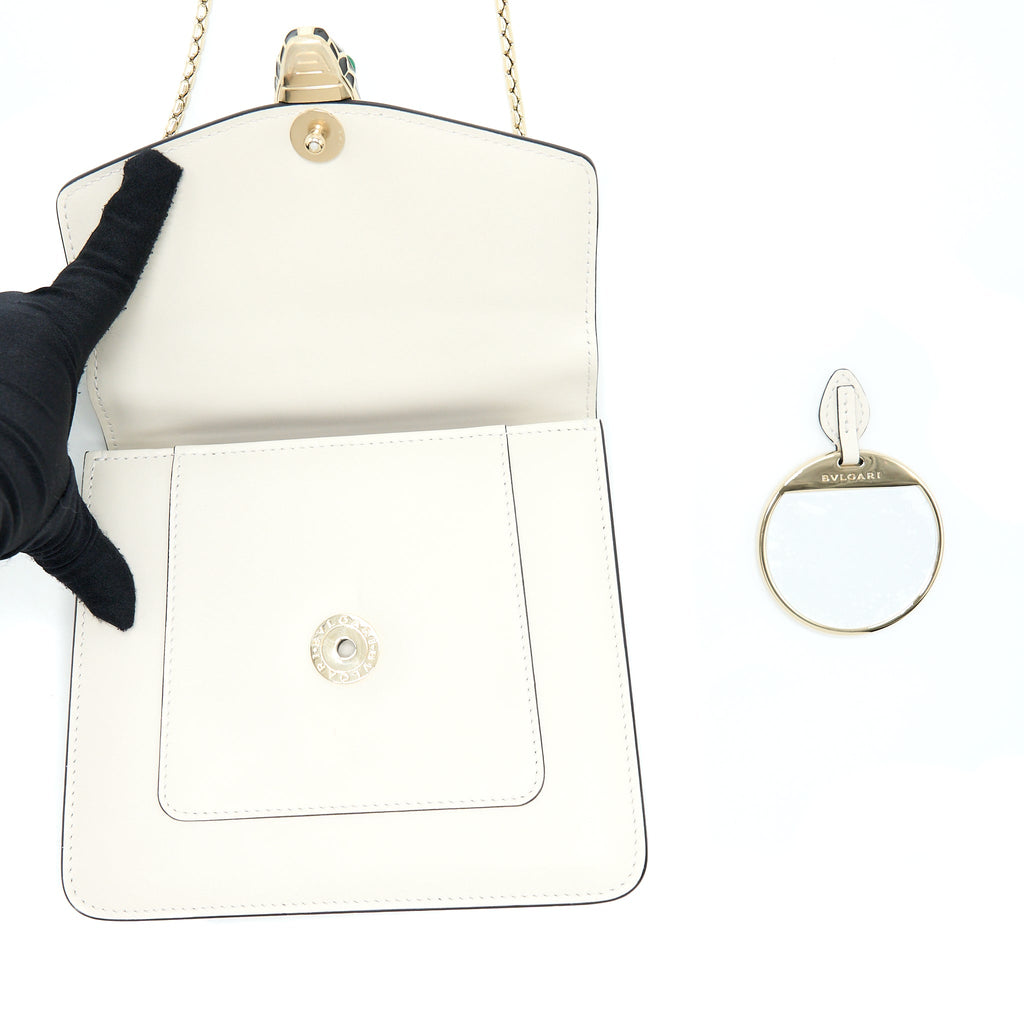BVLGARI TOP HANDLE SERPENTI BAG WHITE