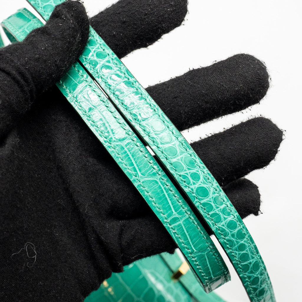 HERMES MINI CONSTANCE SHINY ALLIGATOR MISSISSIPPIENSIS VERT JADE GHW