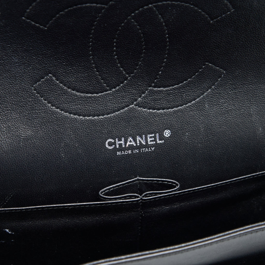 CHANEL CLASSIC FLAP BAG JUMBO PATENT BLACK SHW