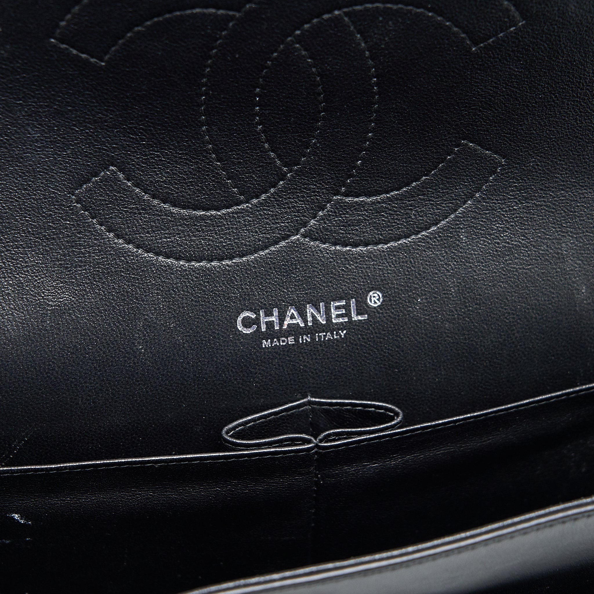 CHANEL CLASSIC FLAP BAG JUMBO PATENT BLACK SHW