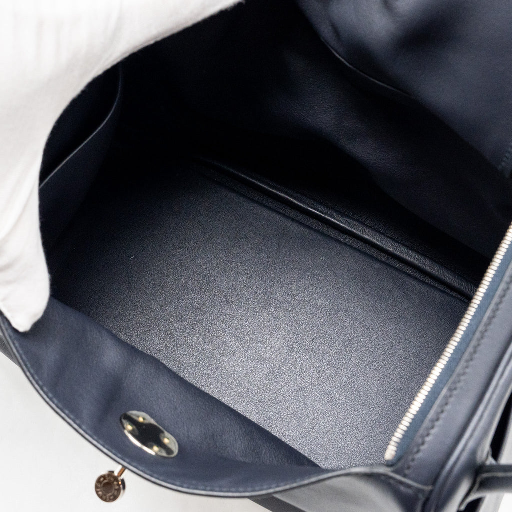 HERMES LINDY 26 SWIFT/EPSOM BLUE INDIGO WITH TRESSAGE STRAP SHW