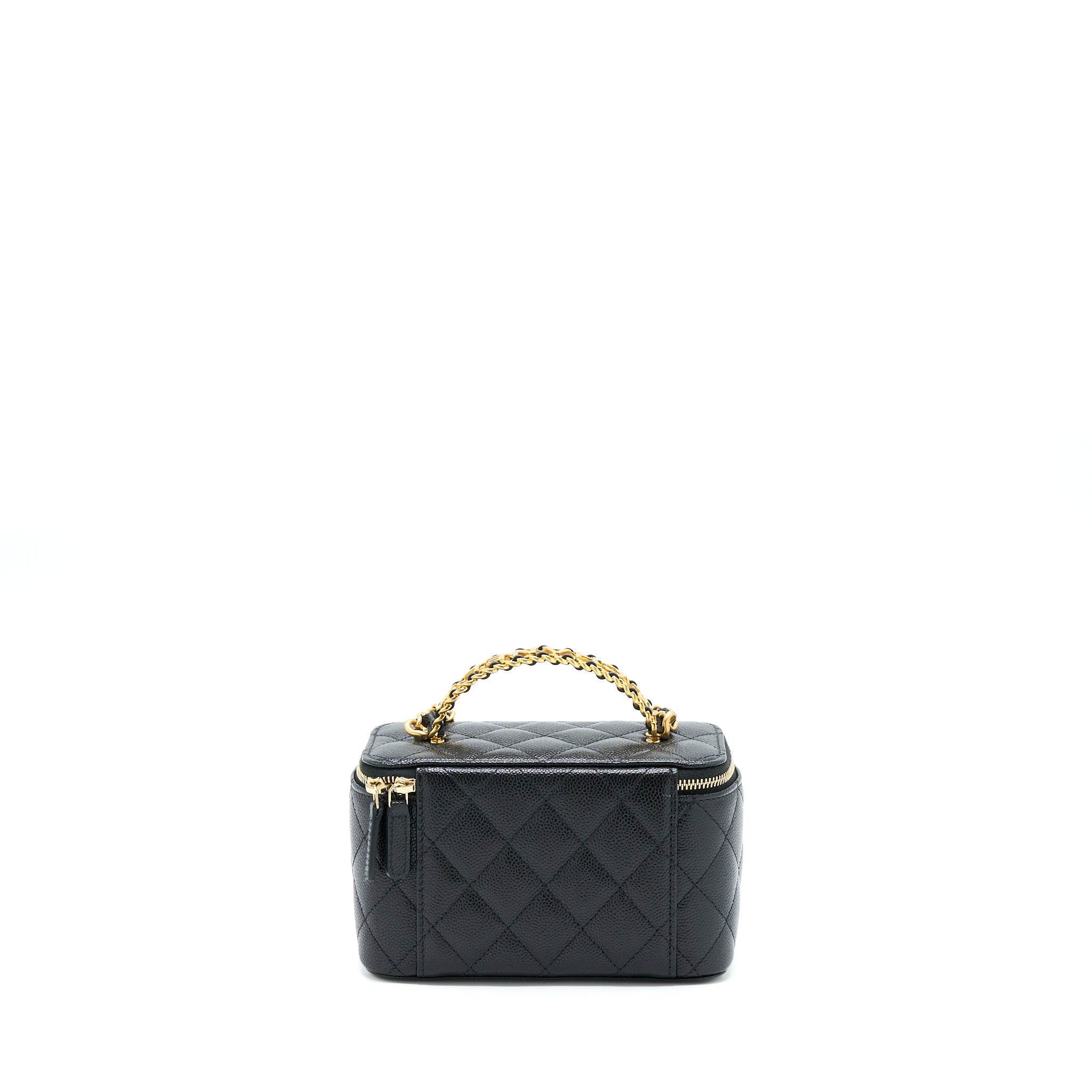 CHANEL LETTER TOP HANDLE LONG VANITY CAVIAR BLACK GHW