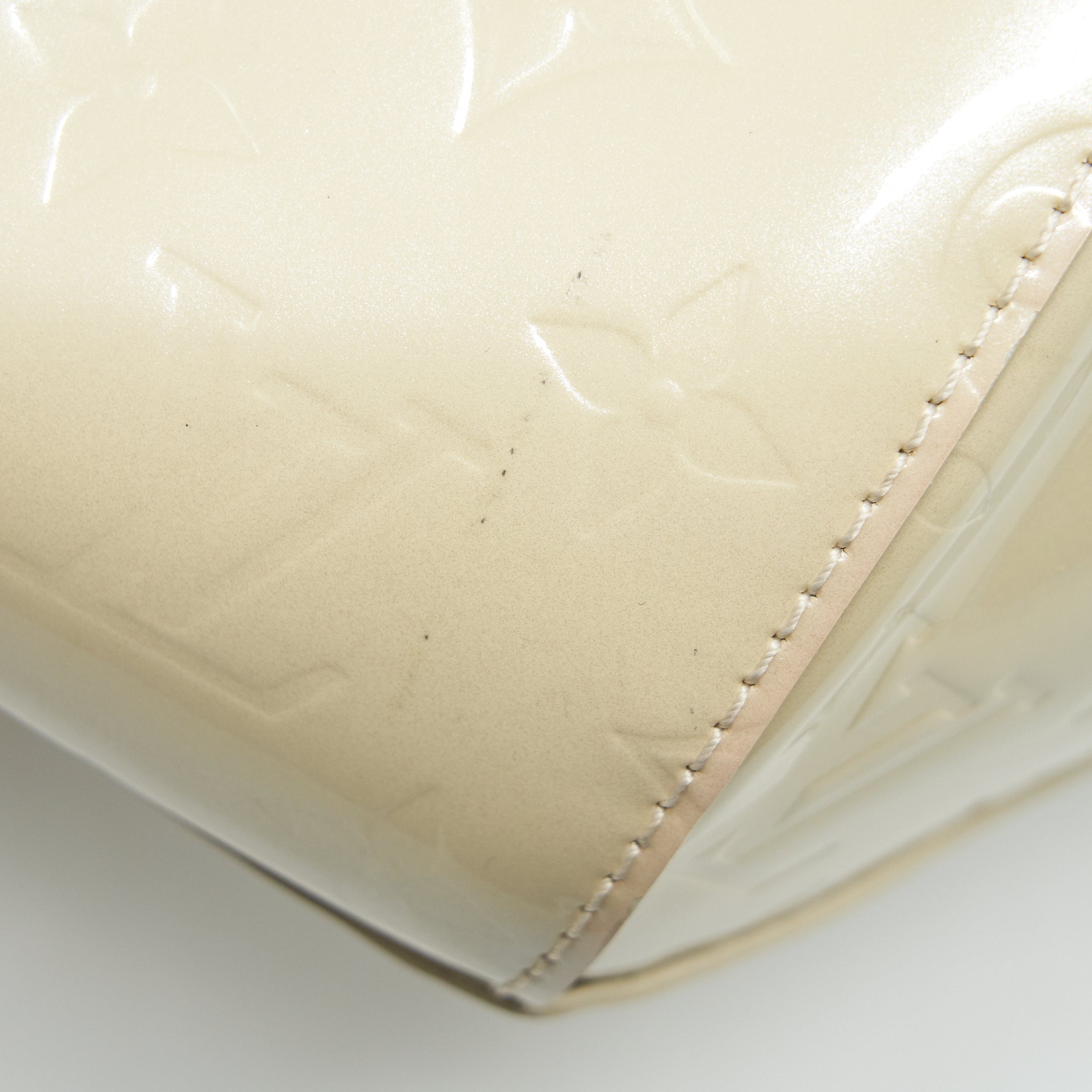 LOUIS VUITTON VINTAGE BOWLING TOTE SHOULDER BAG PATENT WHITE GHW
