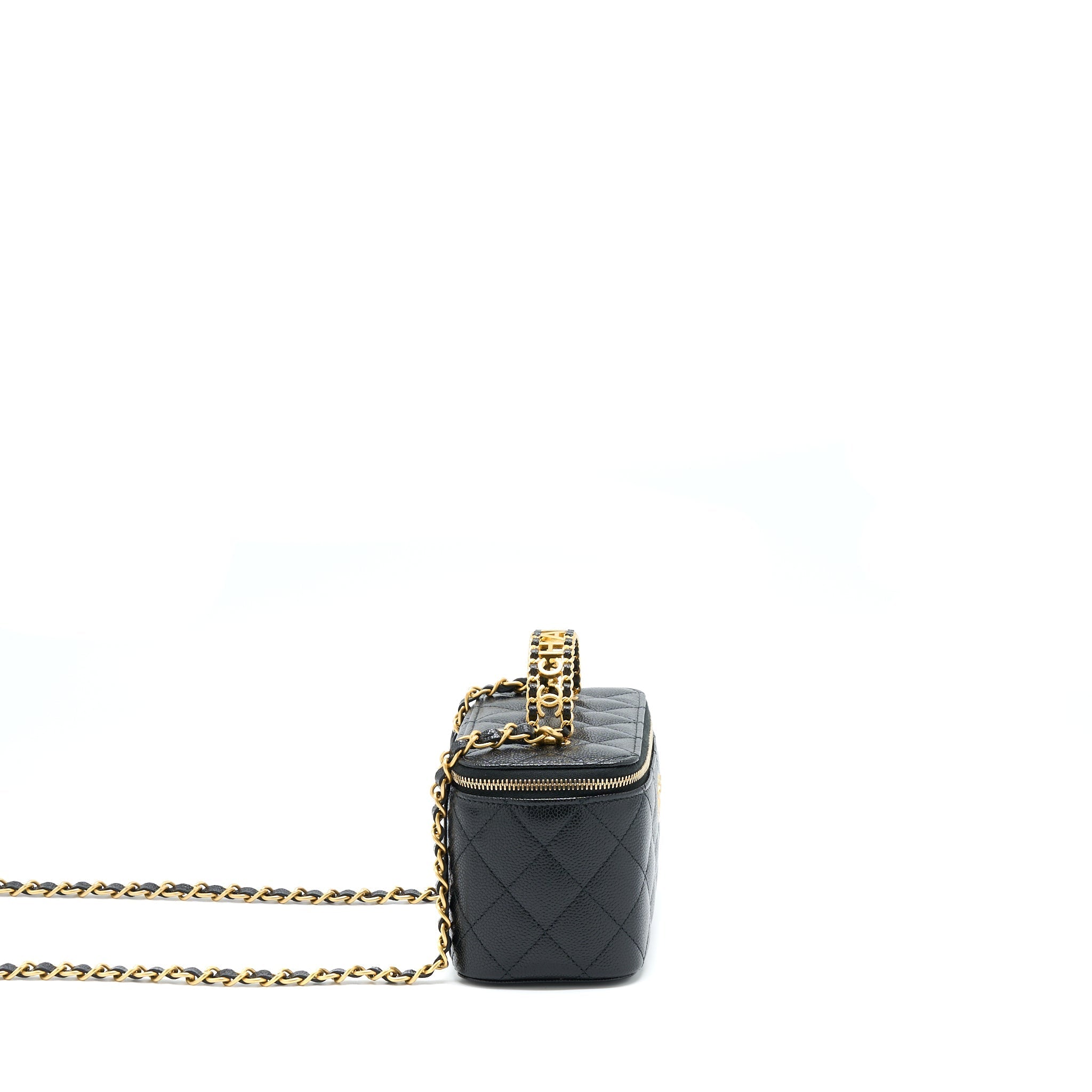 CHANEL LETTER TOP HANDLE LONG VANITY CAVIAR BLACK GHW