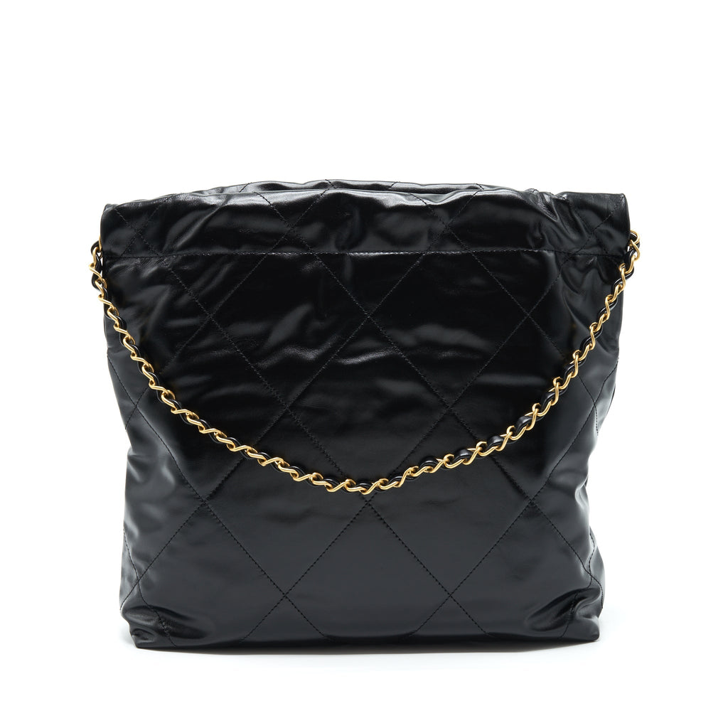 CHANEL SMALL 22 BAG BLACK WITH GHW (MICROCHIP)