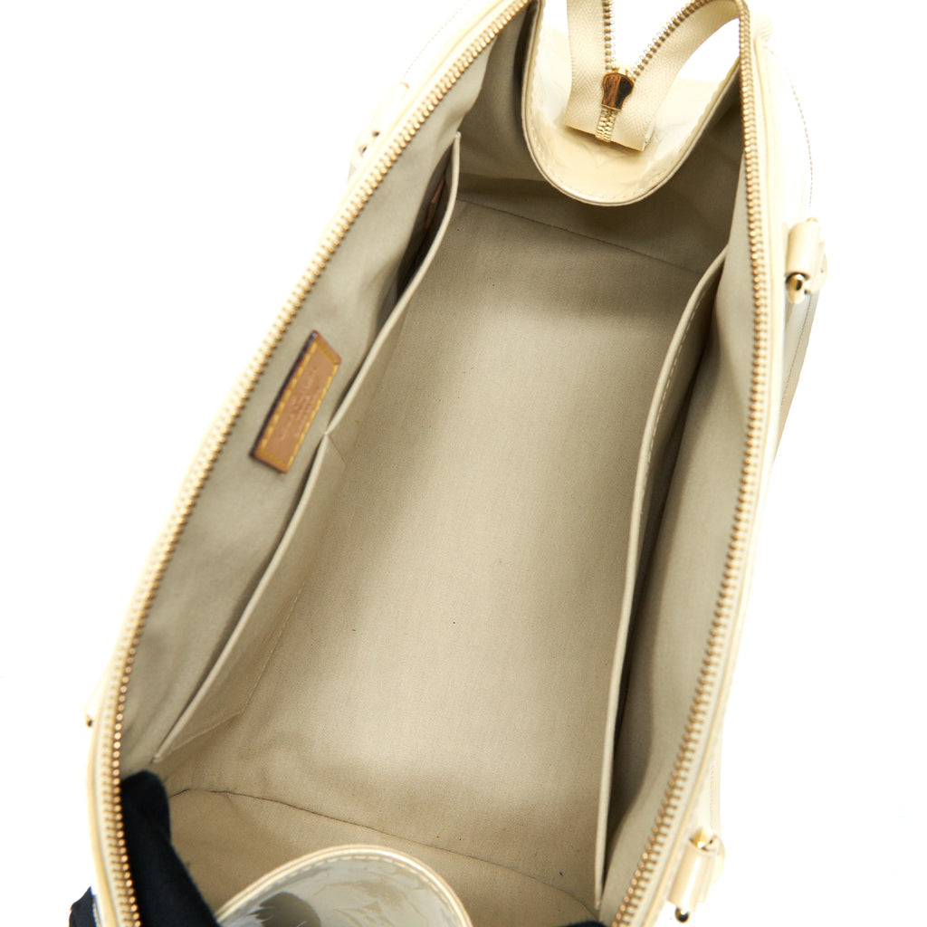 LOUIS VUITTON VINTAGE BOWLING TOTE SHOULDER BAG PATENT WHITE GHW