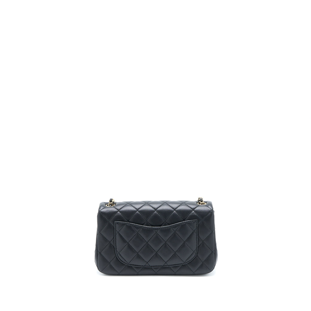 CHANEL 23C PEARL CRUSH MINI RECTANGULAR FLAP BAG LAMBSKIN BLACK LGHW (MICROCHIP)
