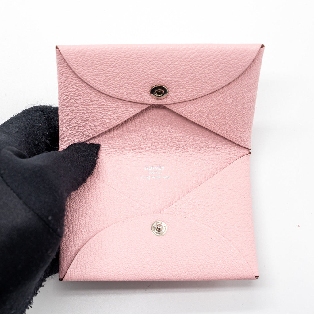 HERMES CALVI CARD HOLDER CHEVRE ROSE SAKURA SHW