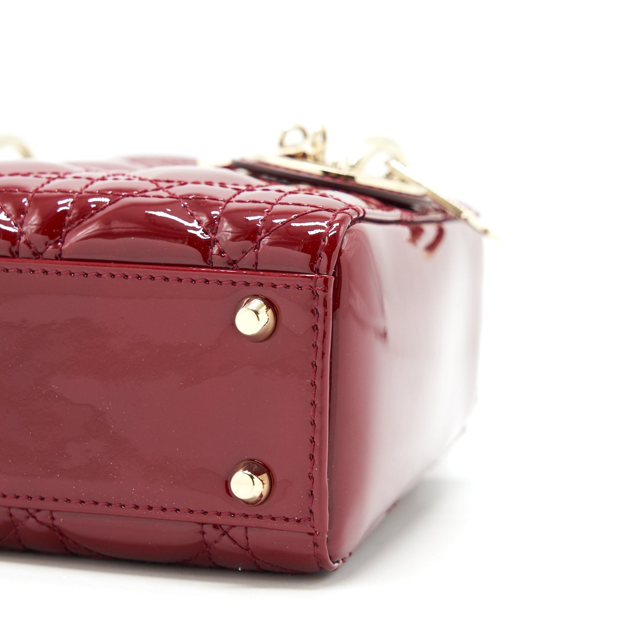 DIOR LADY DIOR MINI PATENT RED LGHW