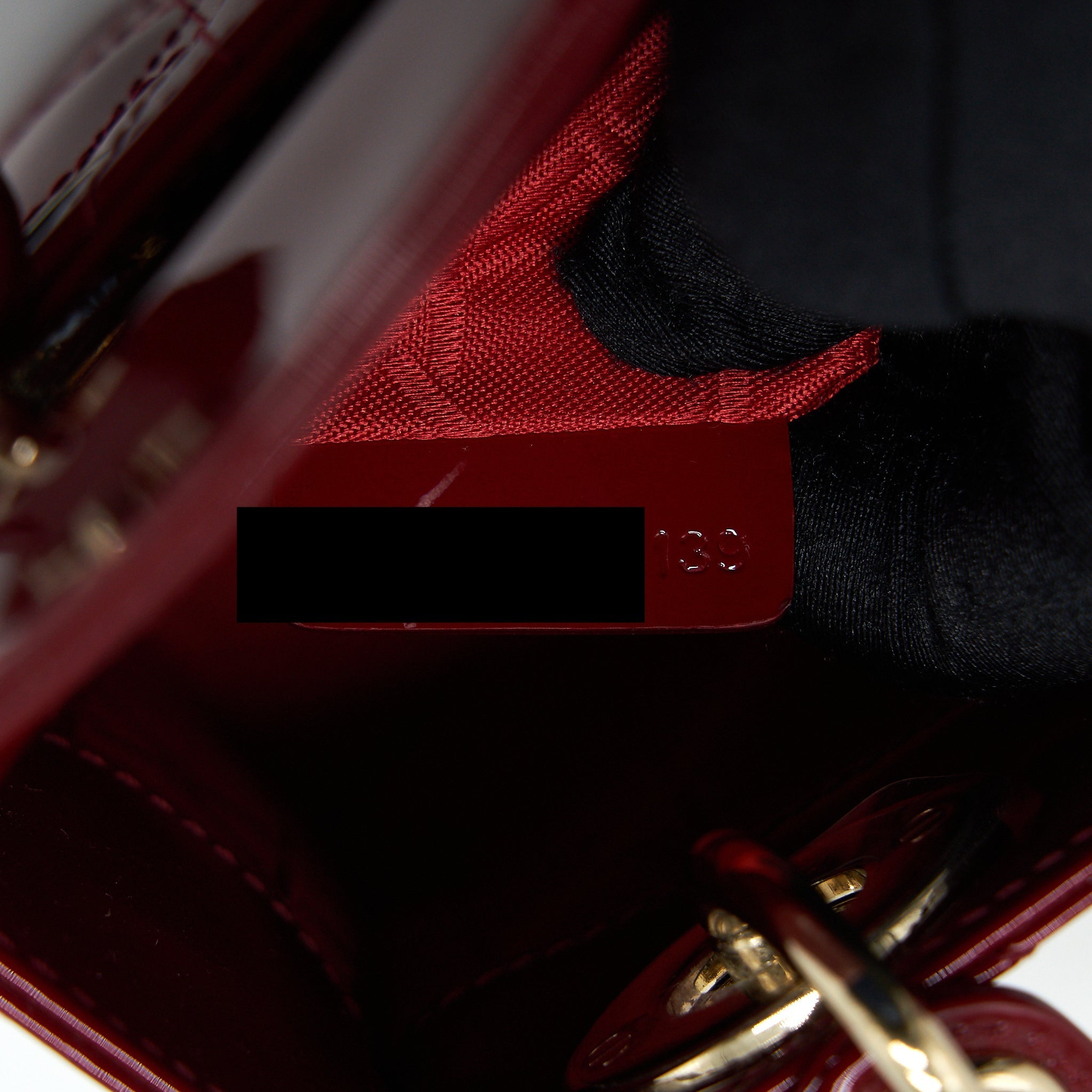 DIOR LADY DIOR MINI PATENT RED LGHW