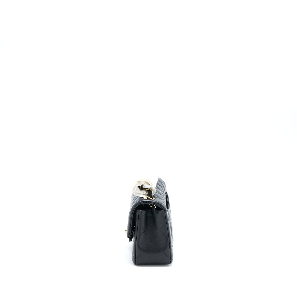 CHANEL MINI RECTANGULAR FLAP BAG LAMBSKIN BLACK LGHW (MICROCHIP)