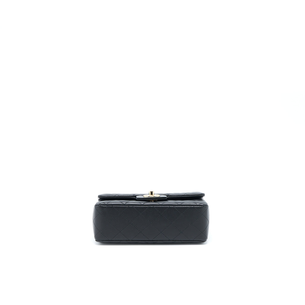 CHANEL MINI RECTANGULAR FLAP BAG LAMBSKIN BLACK LGHW (MICROCHIP)