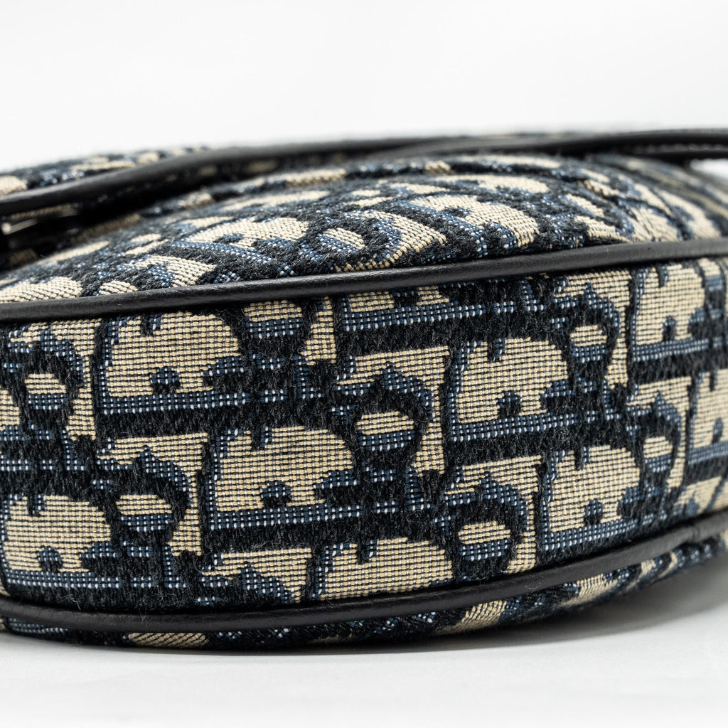 DIOR HOMME SADDLE BAG OBLIQUE JACQUARD BEIGE/BLACK GHW