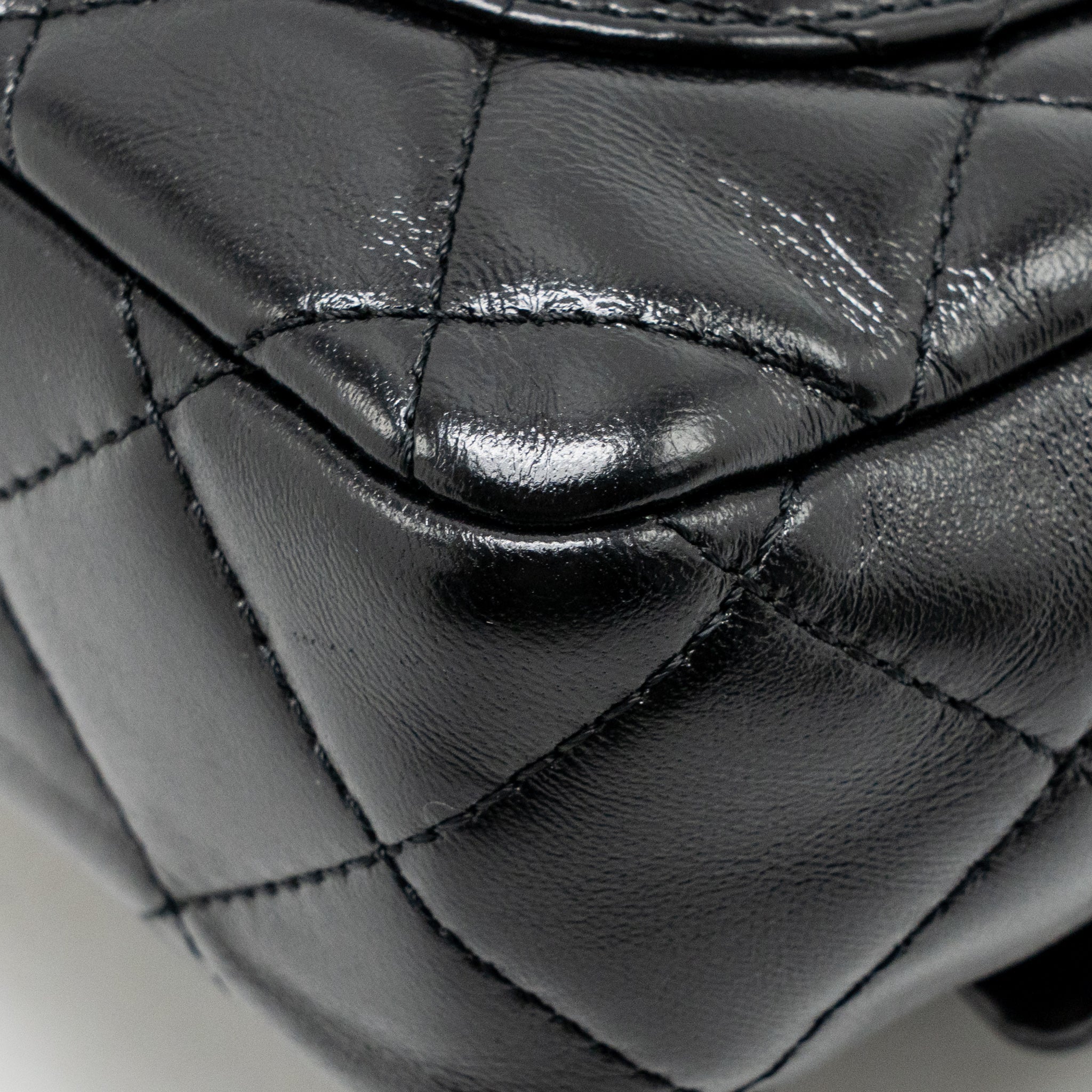 CHANEL TOP HANDLE FLAP BAG SHINY LAMBSKIN BLACK GHW (MICROCHIP)
