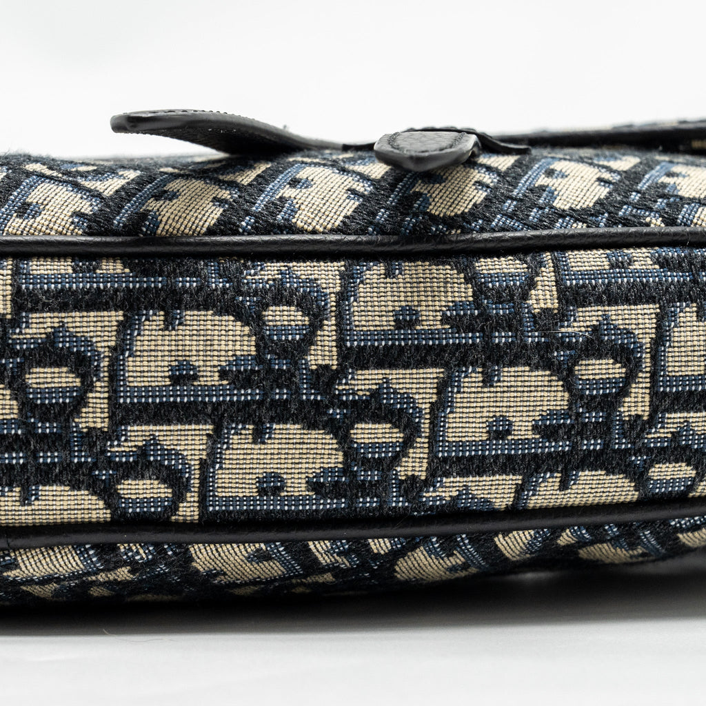 DIOR HOMME SADDLE BAG OBLIQUE JACQUARD BEIGE/BLACK GHW