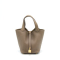 HERMES PICOTIN 18 LOCK BAG CLEMENCE LEATHER ETOUPE WITH GHW