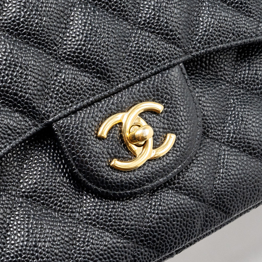 CHANEL CLASSIC JUMBO DOUBLE FLAP BAG CAVIAR BLACK GHW