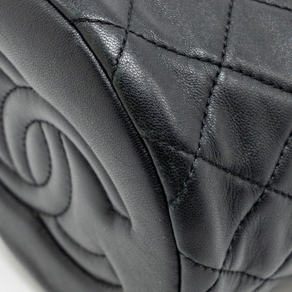 CHANEL PEARL CRUSH MINI BUCKET BAG LAMBSKIN BLACK GHW (MICROCHIP)