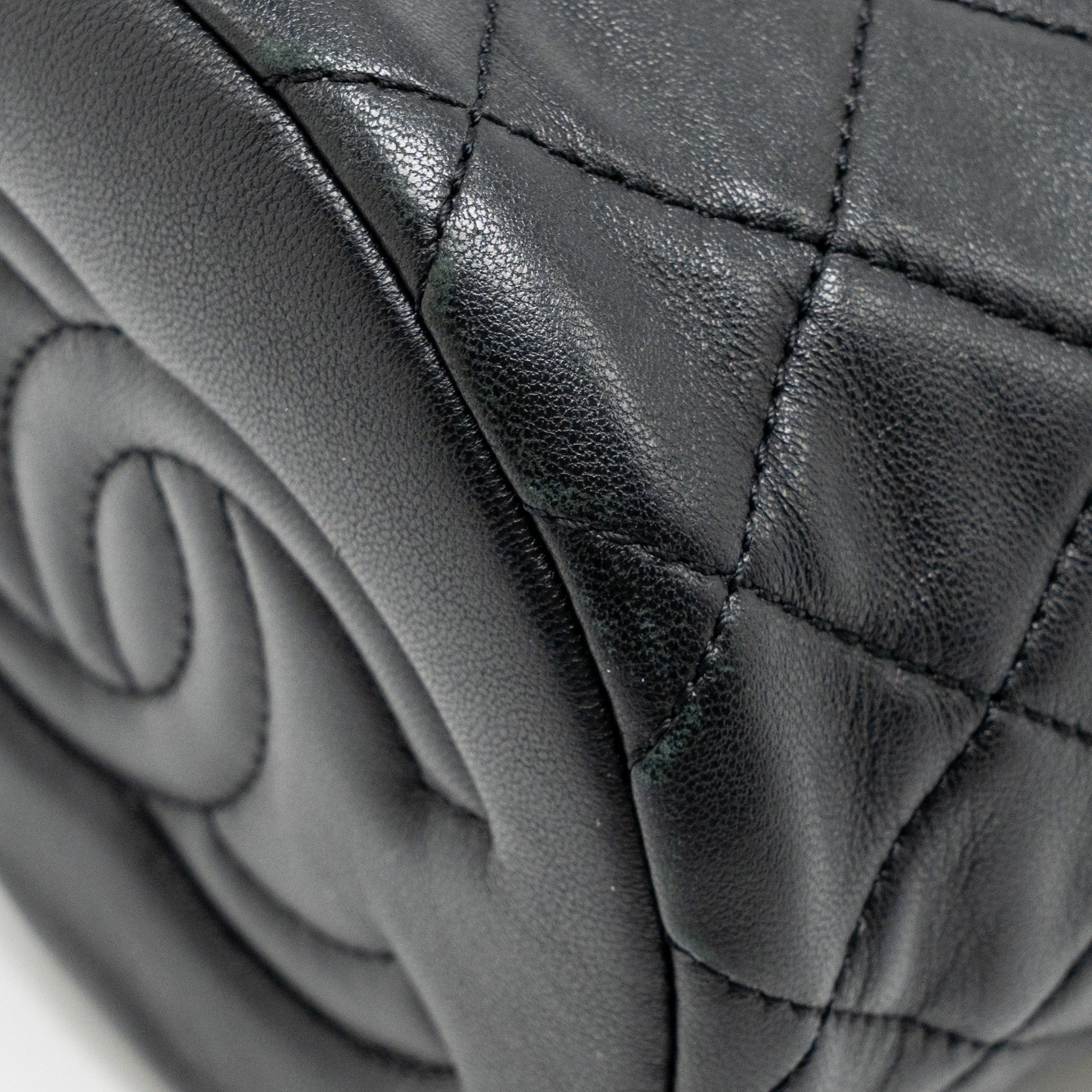 CHANEL PEARL CRUSH MINI BUCKET BAG LAMBSKIN BLACK GHW (MICROCHIP)