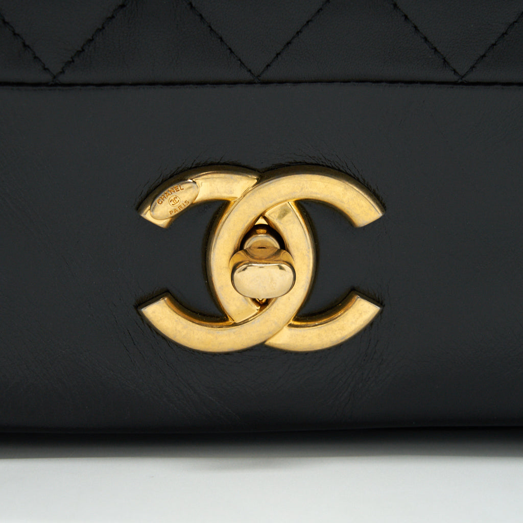 CHANEL LARGE SINGLE FLAP BAG CALFSKIN  BLACK GHW