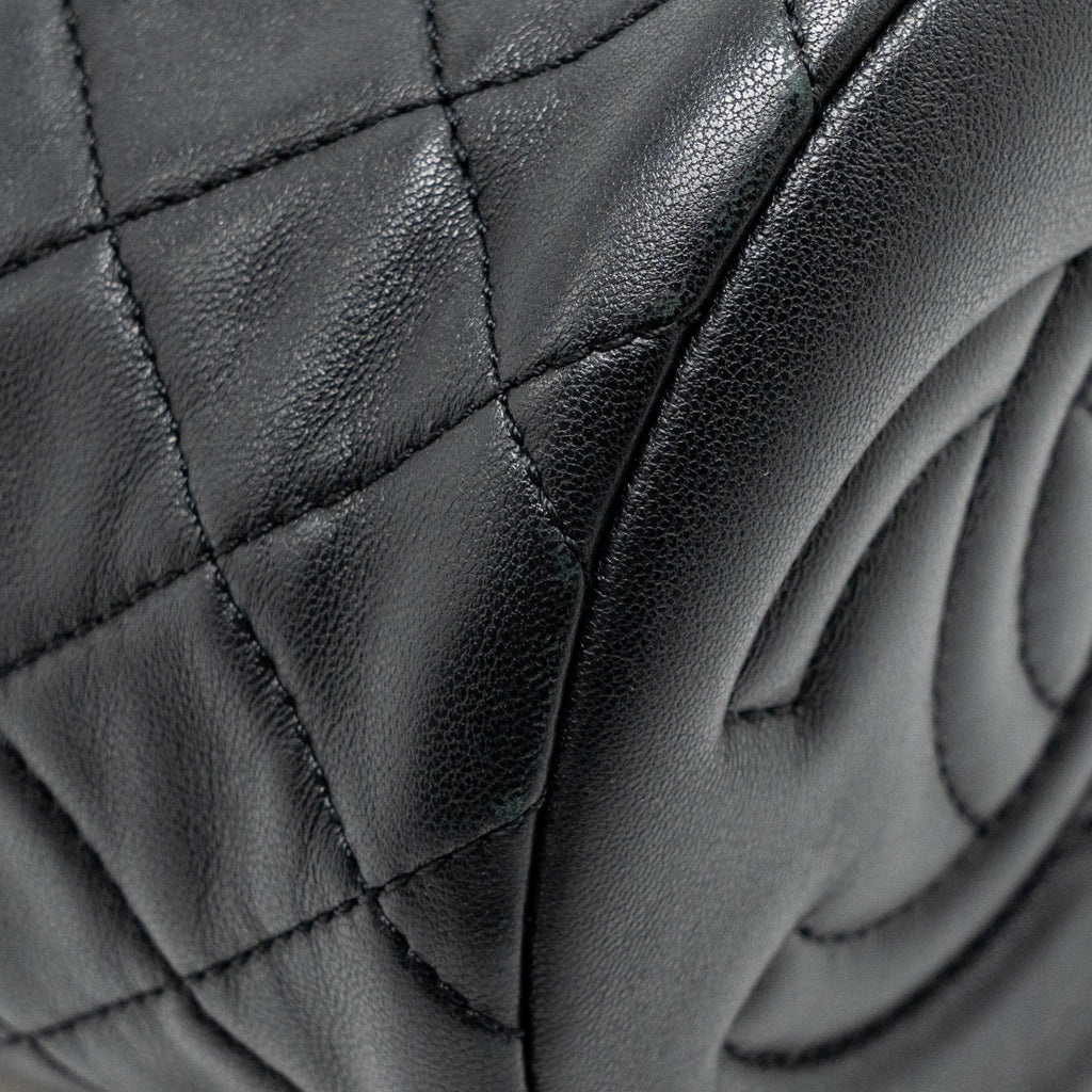 CHANEL PEARL CRUSH MINI BUCKET BAG LAMBSKIN BLACK GHW (MICROCHIP)