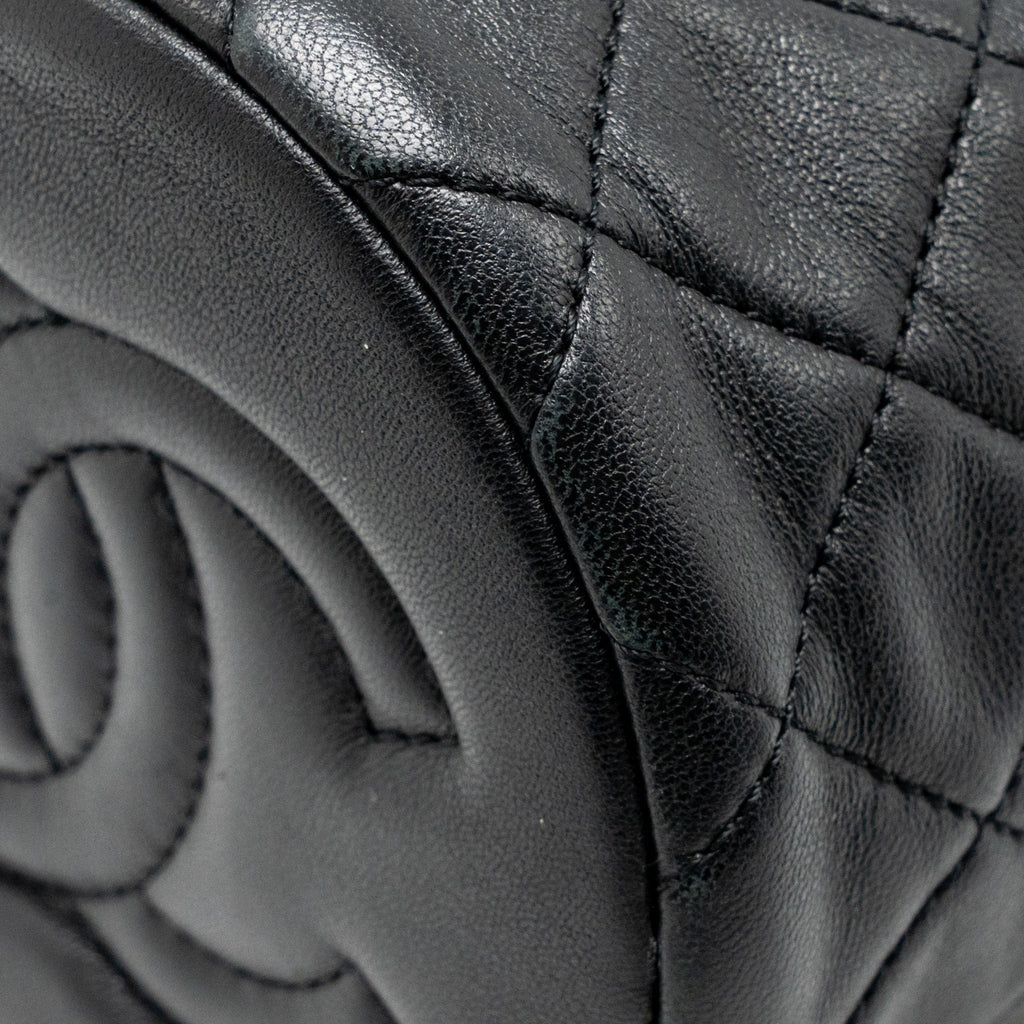 CHANEL PEARL CRUSH MINI BUCKET BAG LAMBSKIN BLACK GHW (MICROCHIP)