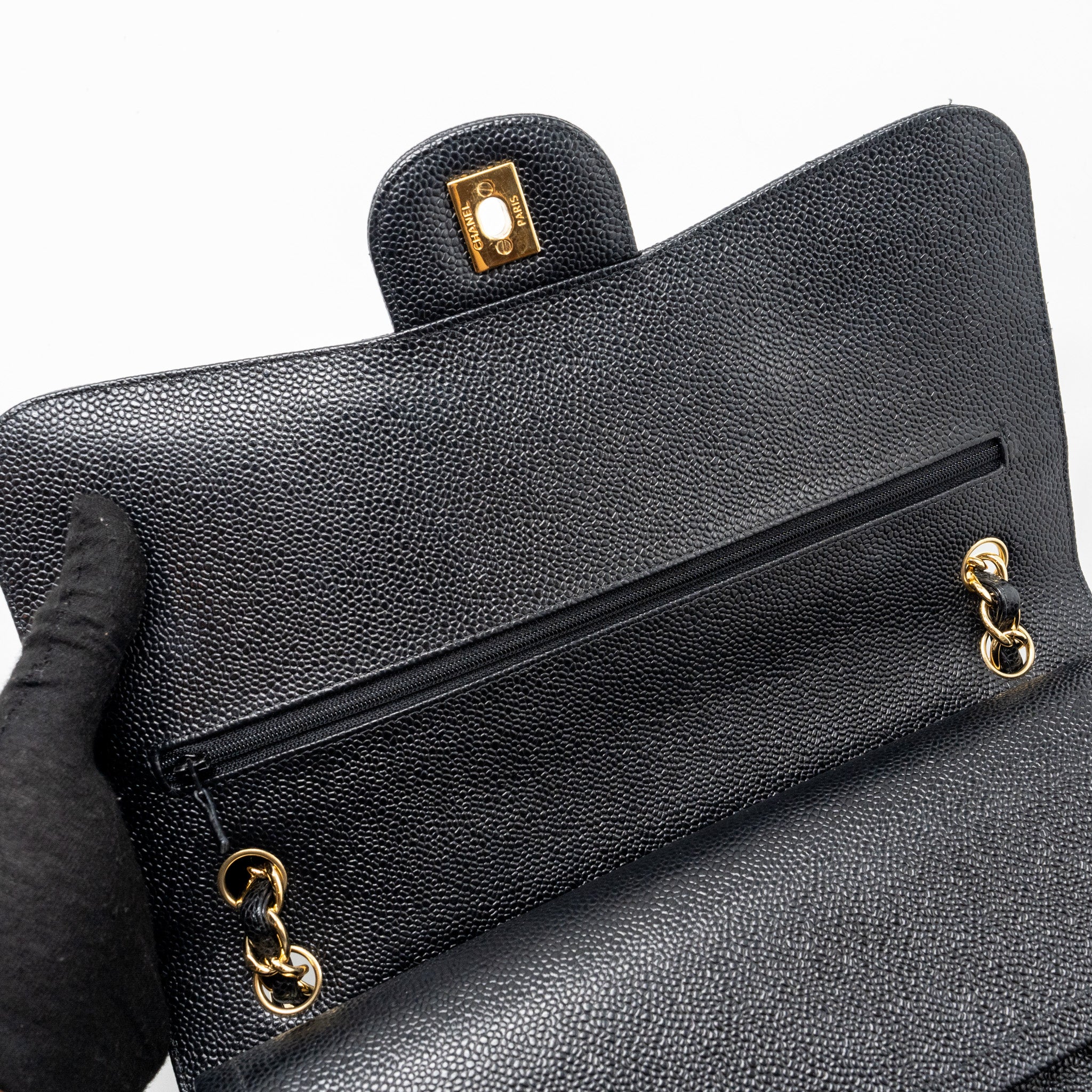 CHANEL CLASSIC JUMBO DOUBLE FLAP BAG CAVIAR BLACK GHW