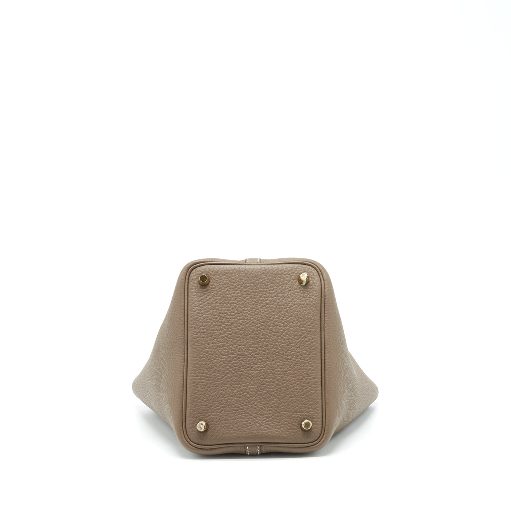 HERMES PICOTIN 18 LOCK BAG CLEMENCE LEATHER ETOUPE WITH GHW