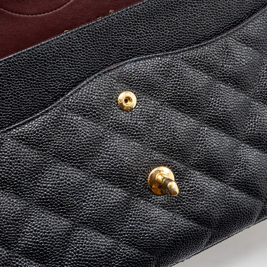 CHANEL CLASSIC JUMBO DOUBLE FLAP BAG CAVIAR BLACK GHW
