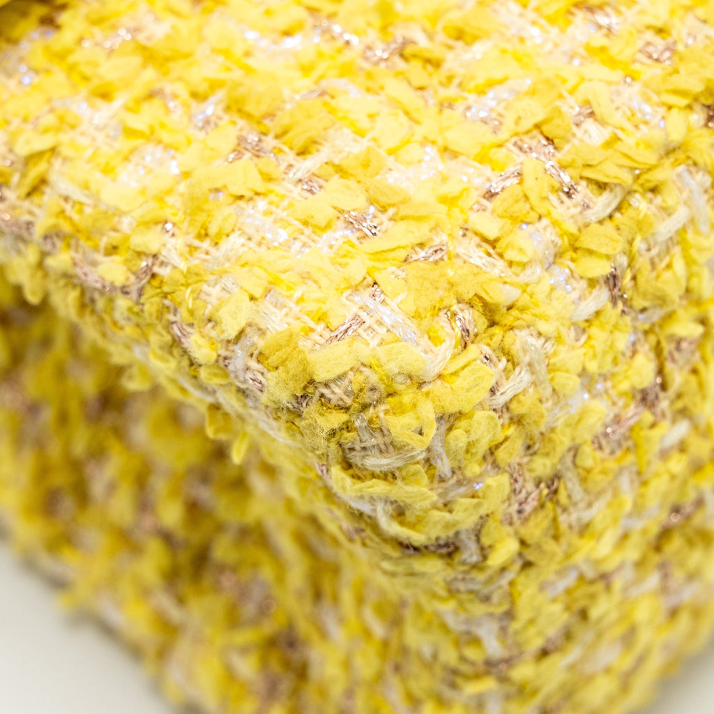 CHANEL MINI 2.55 REISSUE FLAP BAG TWEED YELLOW GHW