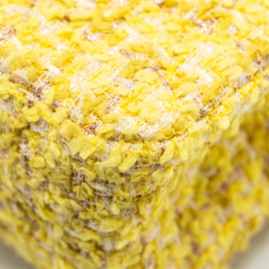 CHANEL MINI 2.55 REISSUE FLAP BAG TWEED YELLOW GHW