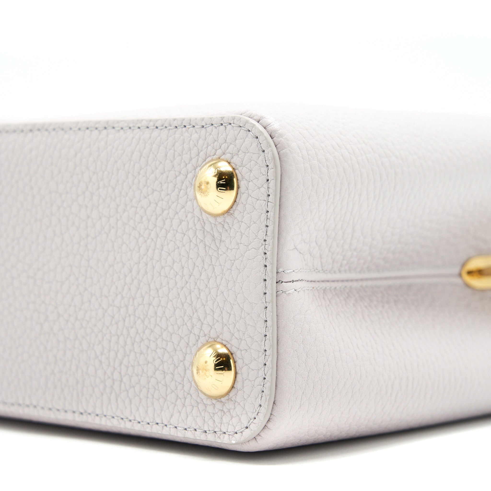 LOUIS VUITTON CAPUCINES BB BRUME GREY GOLD HARWARE WITH ABALONE-SHELL