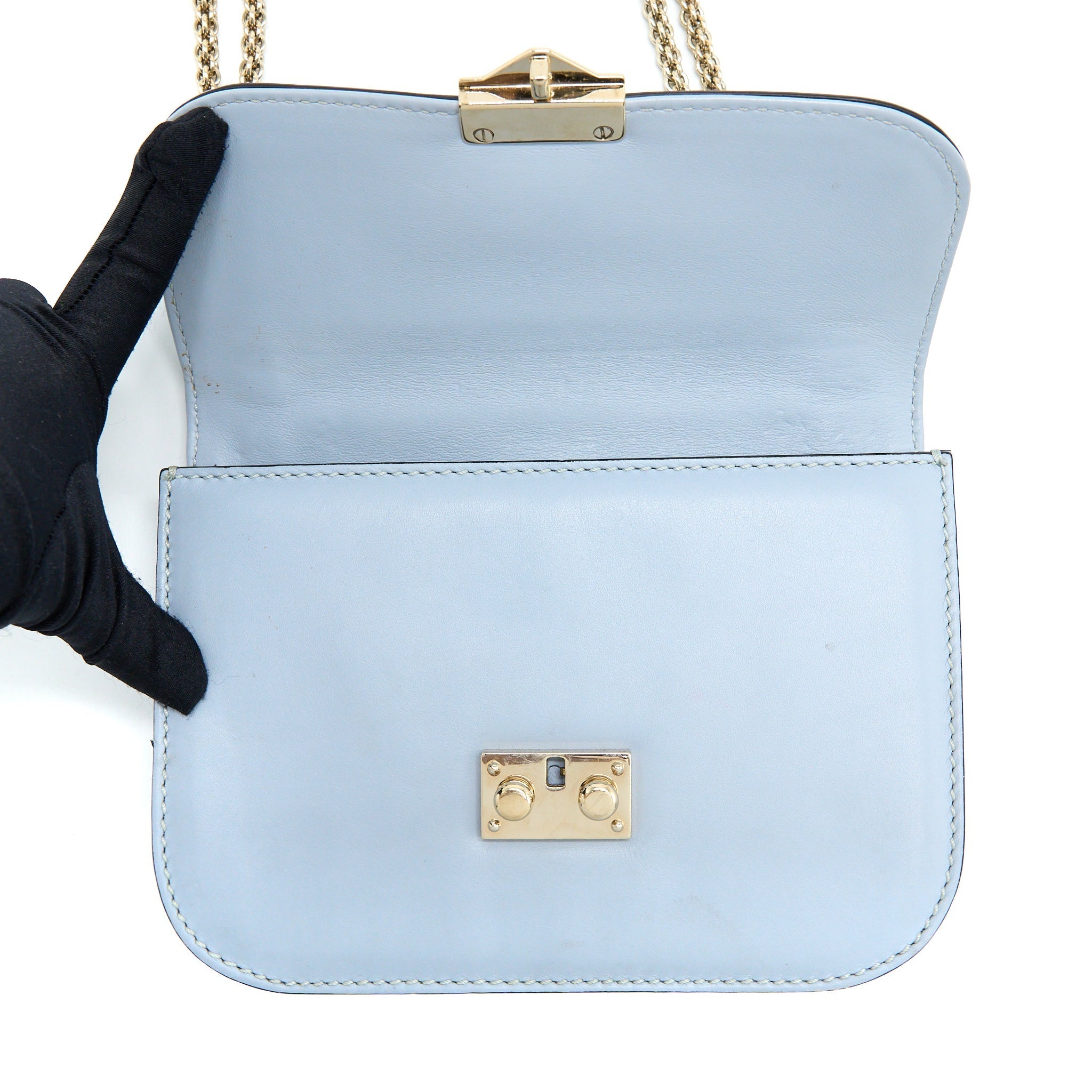VALENTINO ROCKSTUD LOCK BAG LIGHT BLUE SHW