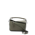 LOEWE SMALL PUZZLE BAG GRAINED CALFSKIN DARK KHAKI GREEN SHW