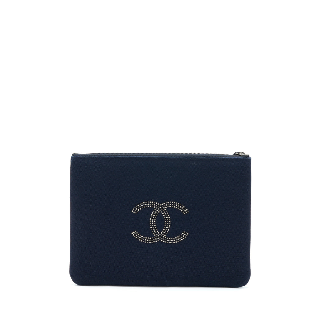 CHANEL CC LOGO STUDDED CLUTCH LIMITED EDITION BLACK HARDWARE