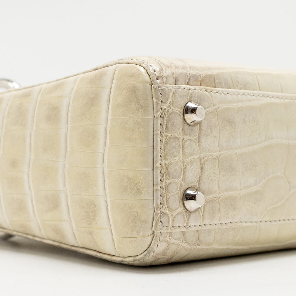 DIOR MINI LADY DIOR HIMALAYAN CROCODILE WHITE SHW