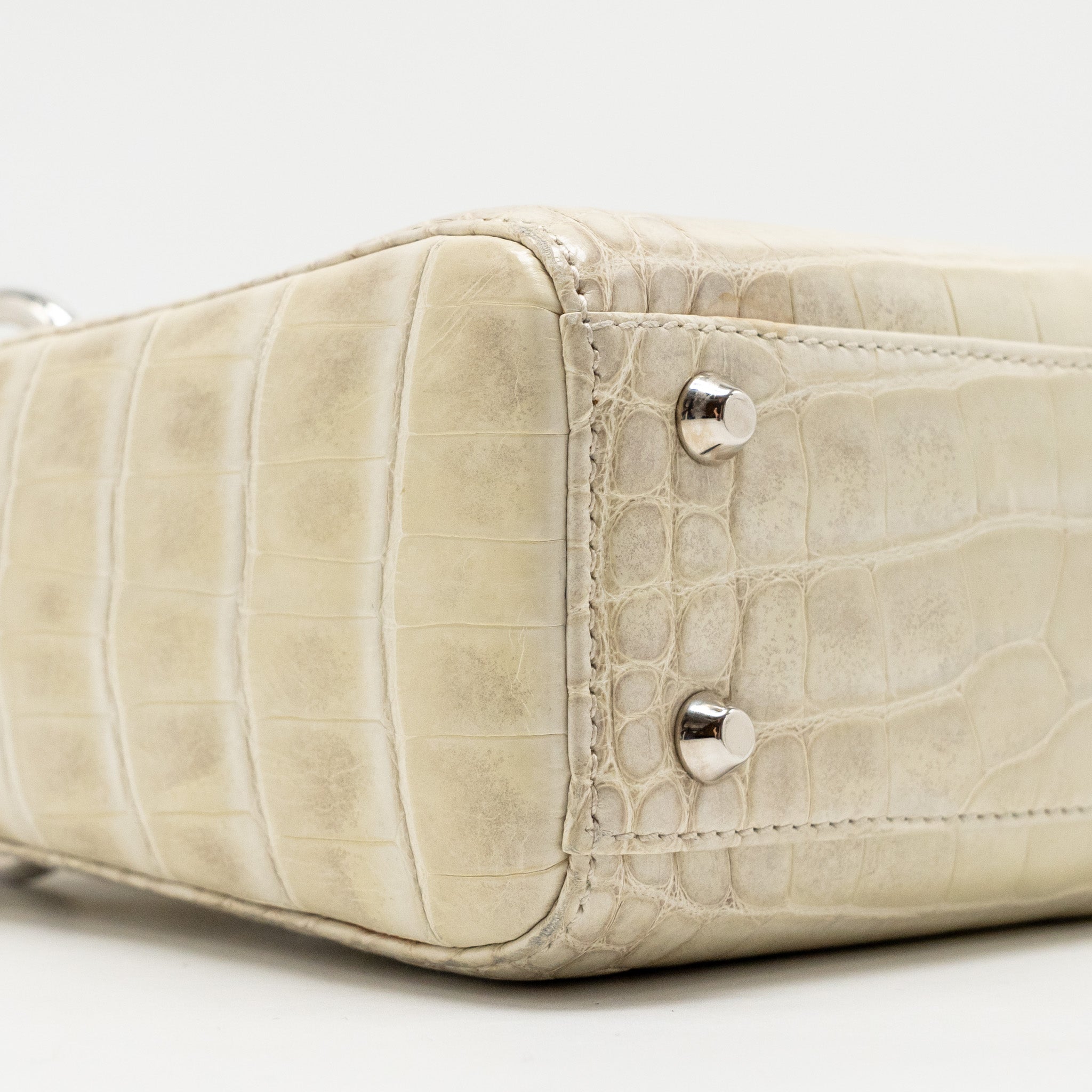 DIOR MINI LADY DIOR HIMALAYAN CROCODILE WHITE SHW